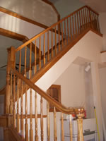 Railing with gooseneck and endcaps on newel posts
